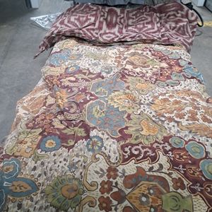 Pottery Barn king size duvet cover with 2 matching euro shams and 2 gray shams.